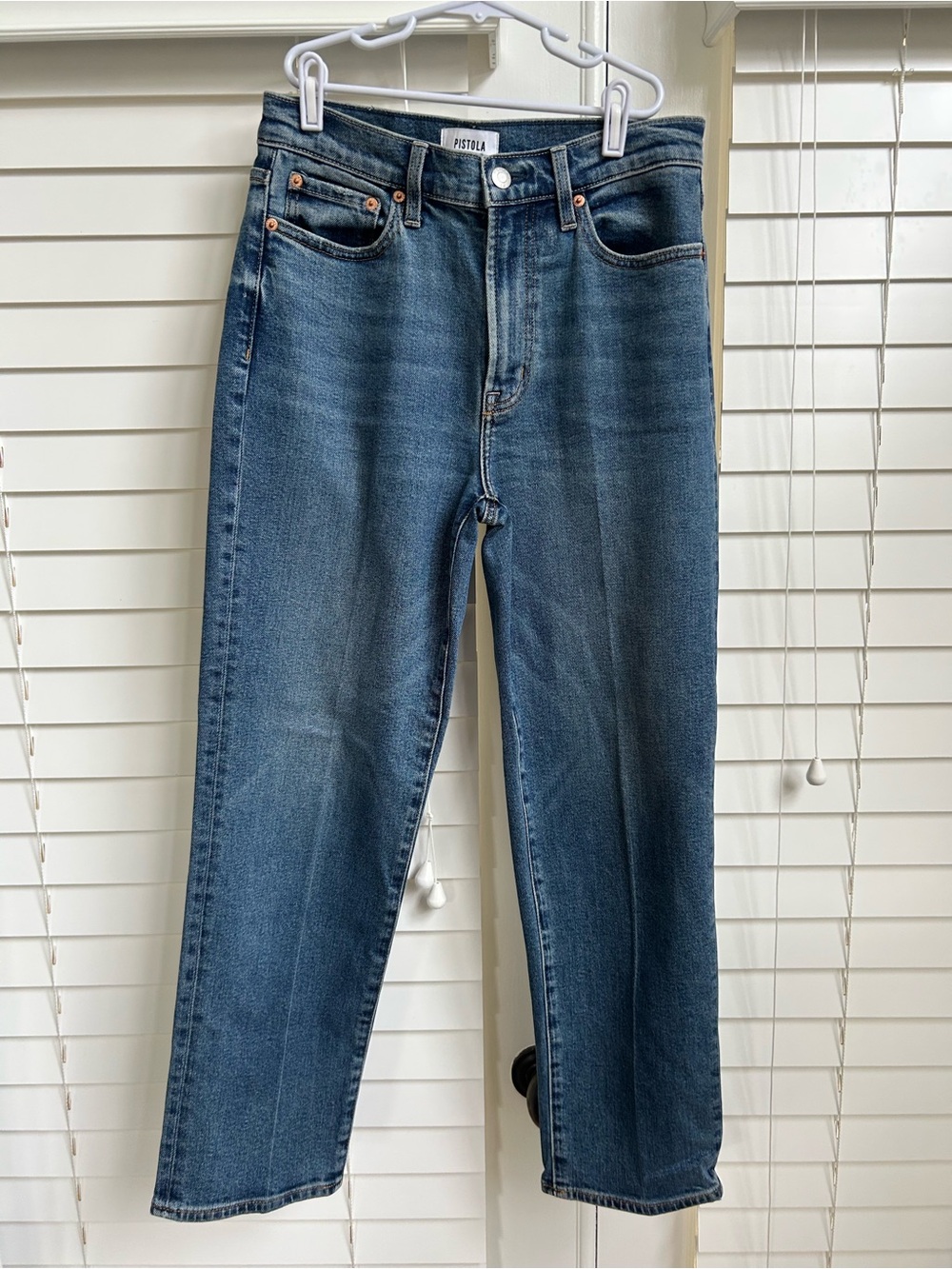 pistola Vintage-Inspired Straight Leg Jeans in Medium Blue Wash